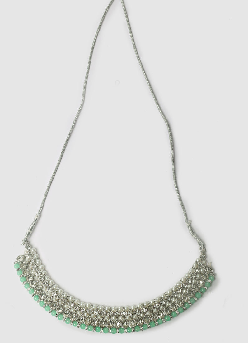 Womens Mint & Silver Stone & Pearl Jewellery Set