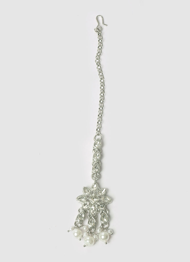 Womens Silver Pearl Drop Jewellery Set