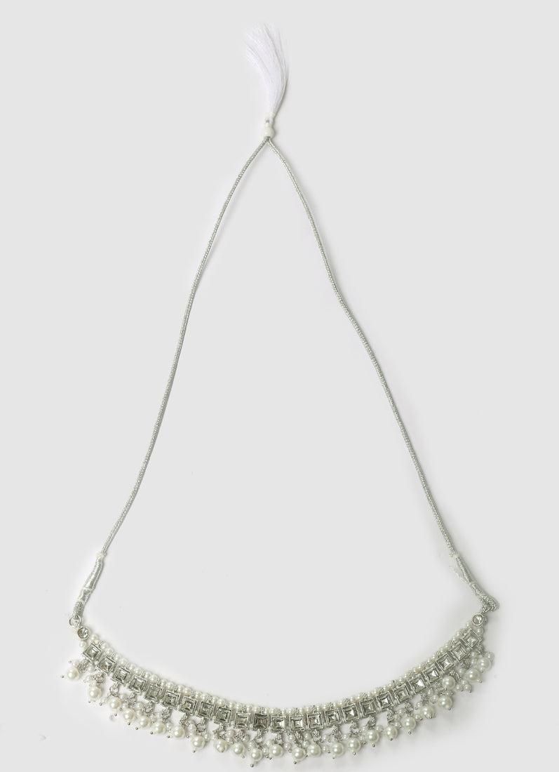 Womens Silver Pearl Drop Jewellery Set