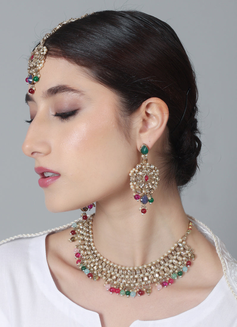 Womens Multicolour Beads & Antique Gold