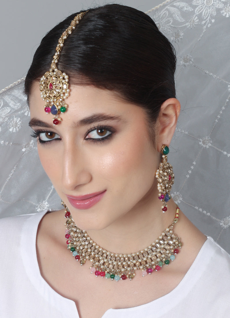 Womens Multicolour Beads & Antique Gold