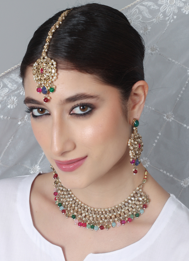 Women’s Diamante and Multi-color Beaded Necklace Set