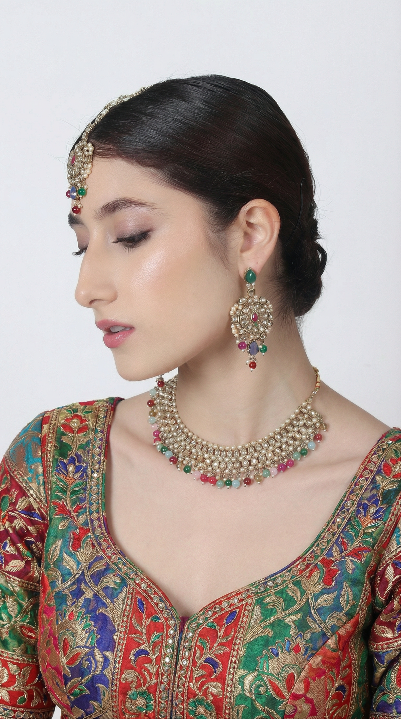 Women’s Diamante and Multi-color Beaded Necklace Set