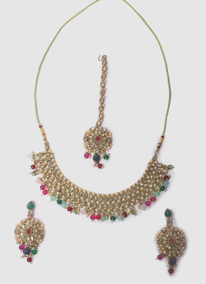 Womens Multicolour Beads & Antique Gold