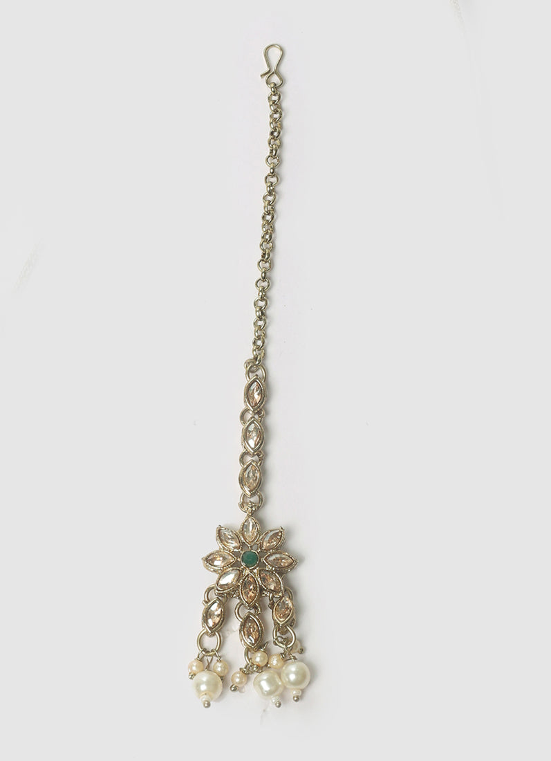 Women's Green Multilayer Diamante, Beads & Pearl Jewelry Set