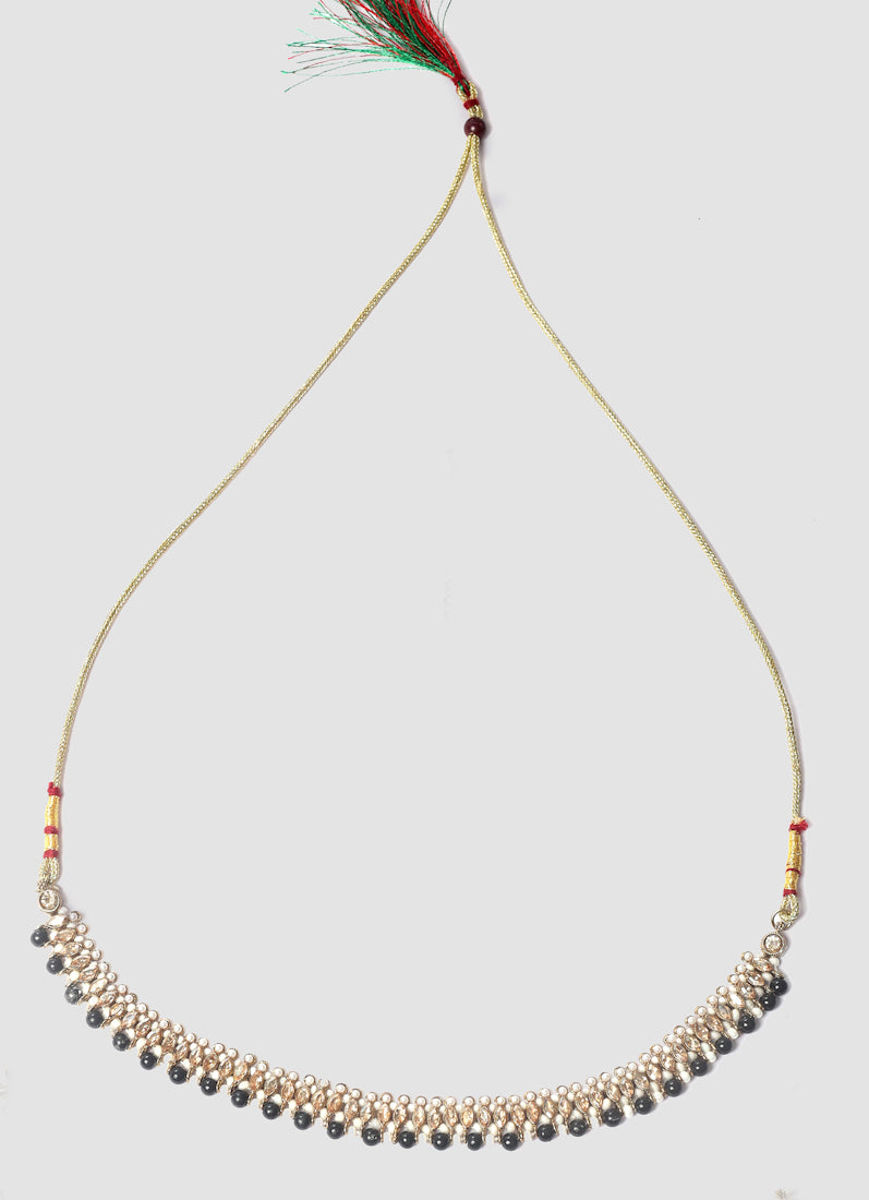 Women’s Antique Gold Necklace Set with Black Beads