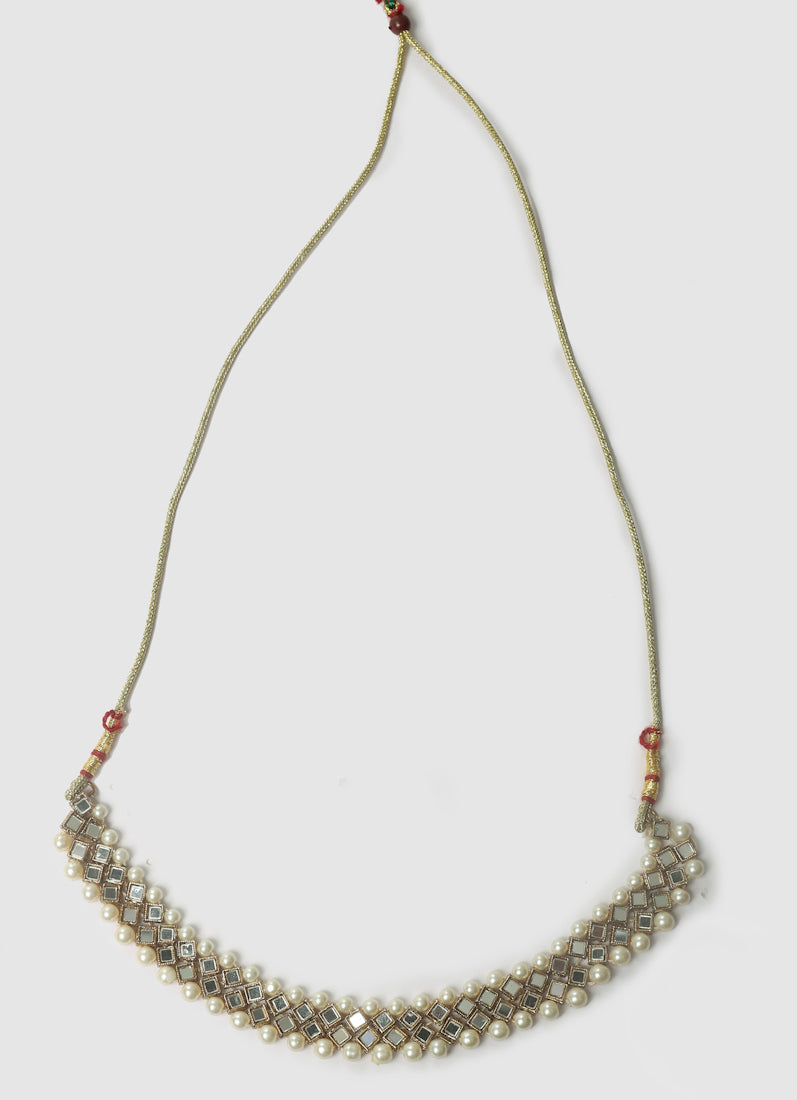 Womens Pearl & Gold Stonework Jewellery Set