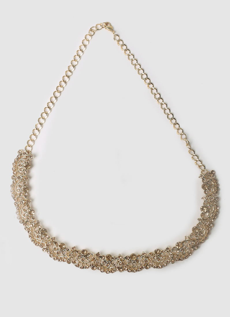 Womens Gold Bead & Stone Delicate Jewellery Set