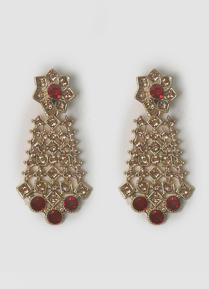 Womens Maroon Beads & Stones Jewellery Set