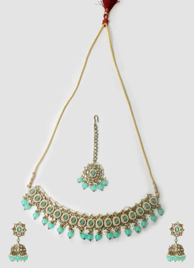 Women’s Light Blue Beads & Aqua Gemstone Jewellery Set