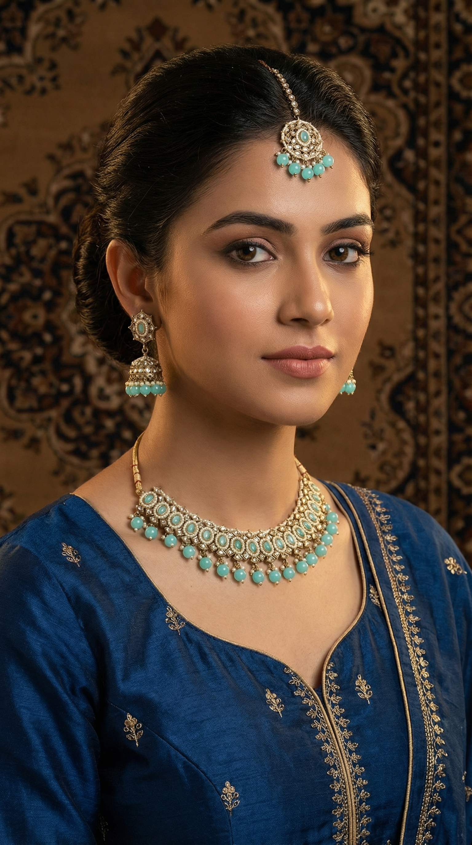 Women’s Light Blue Beads & Aqua Gemstone Jewellery Set