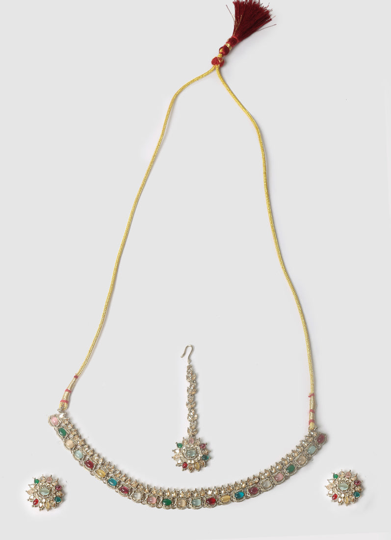 Womens Multicolour Delicate Stones Jewellery Set