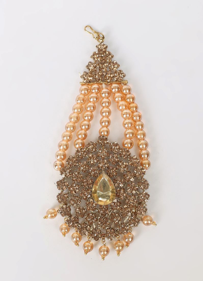 Gold Crystal Stone Bead Necklace Set