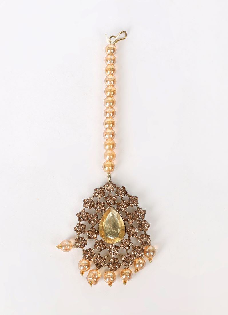 Gold Crystal Stone Bead Necklace Set