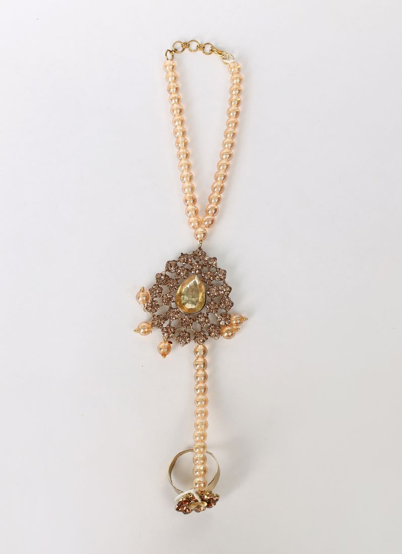 Gold Crystal Stone Bead Necklace Set