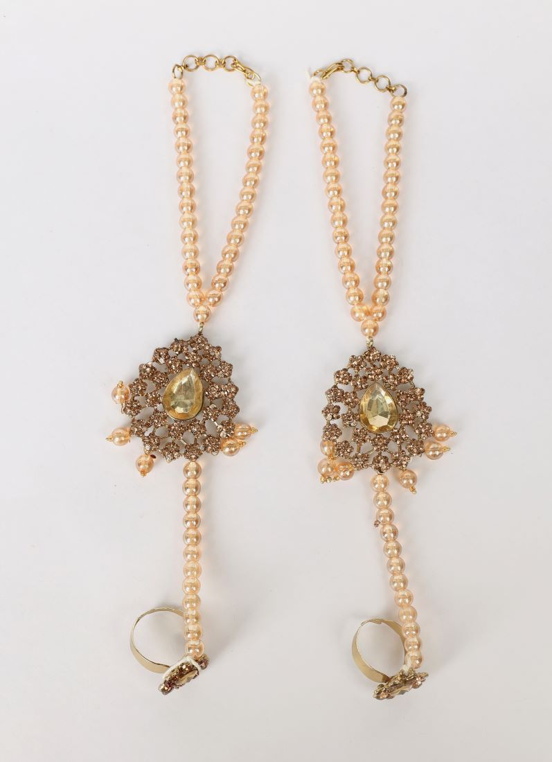 Gold Crystal Stone Bead Necklace Set