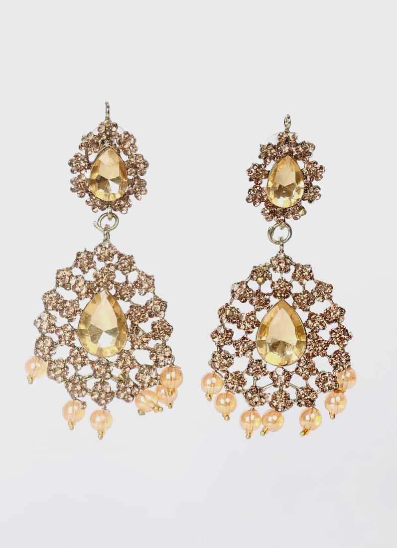 Gold Crystal Stone Bead Necklace Set
