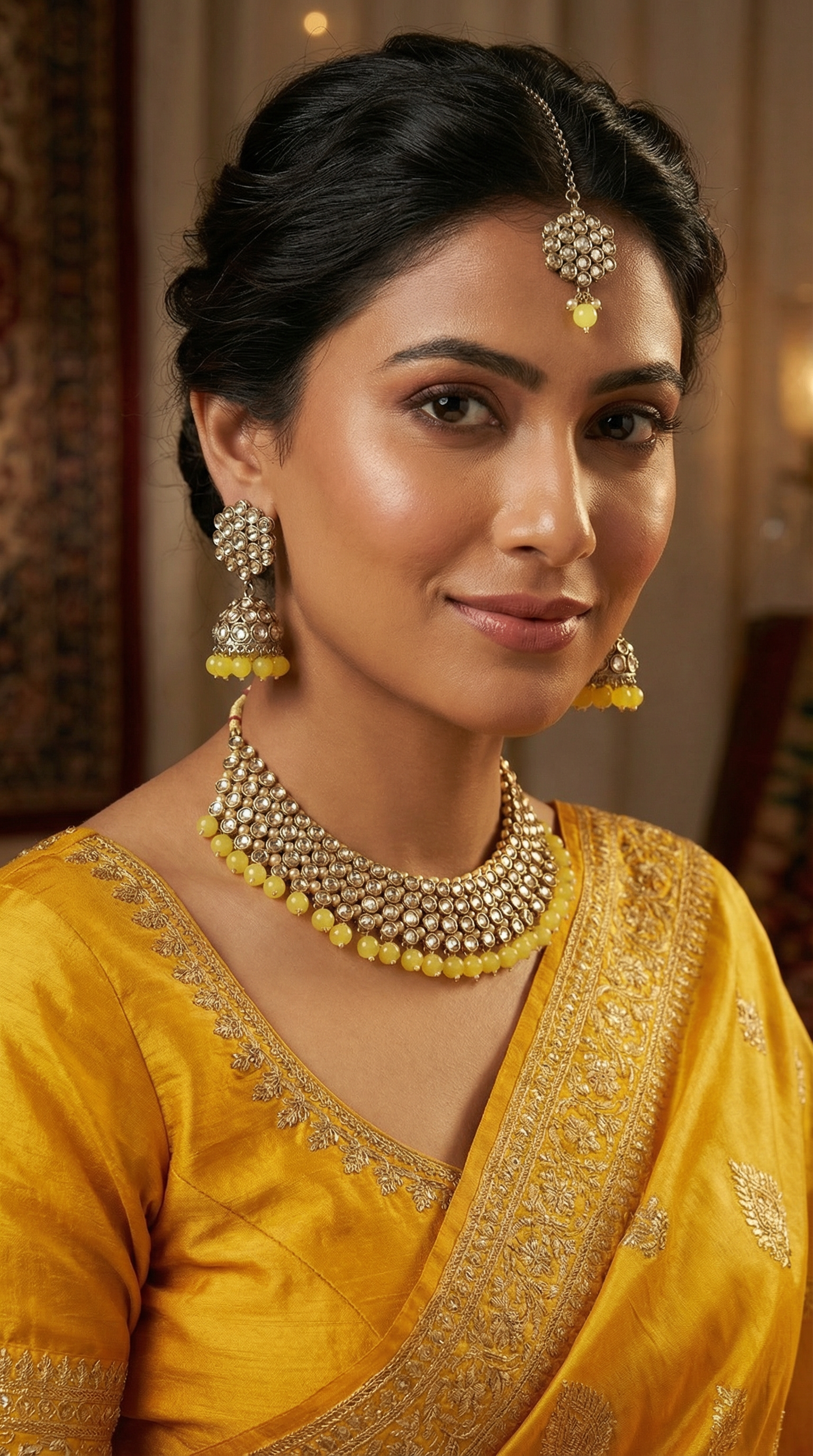 Yellow Pearl Heavy Necklace Set