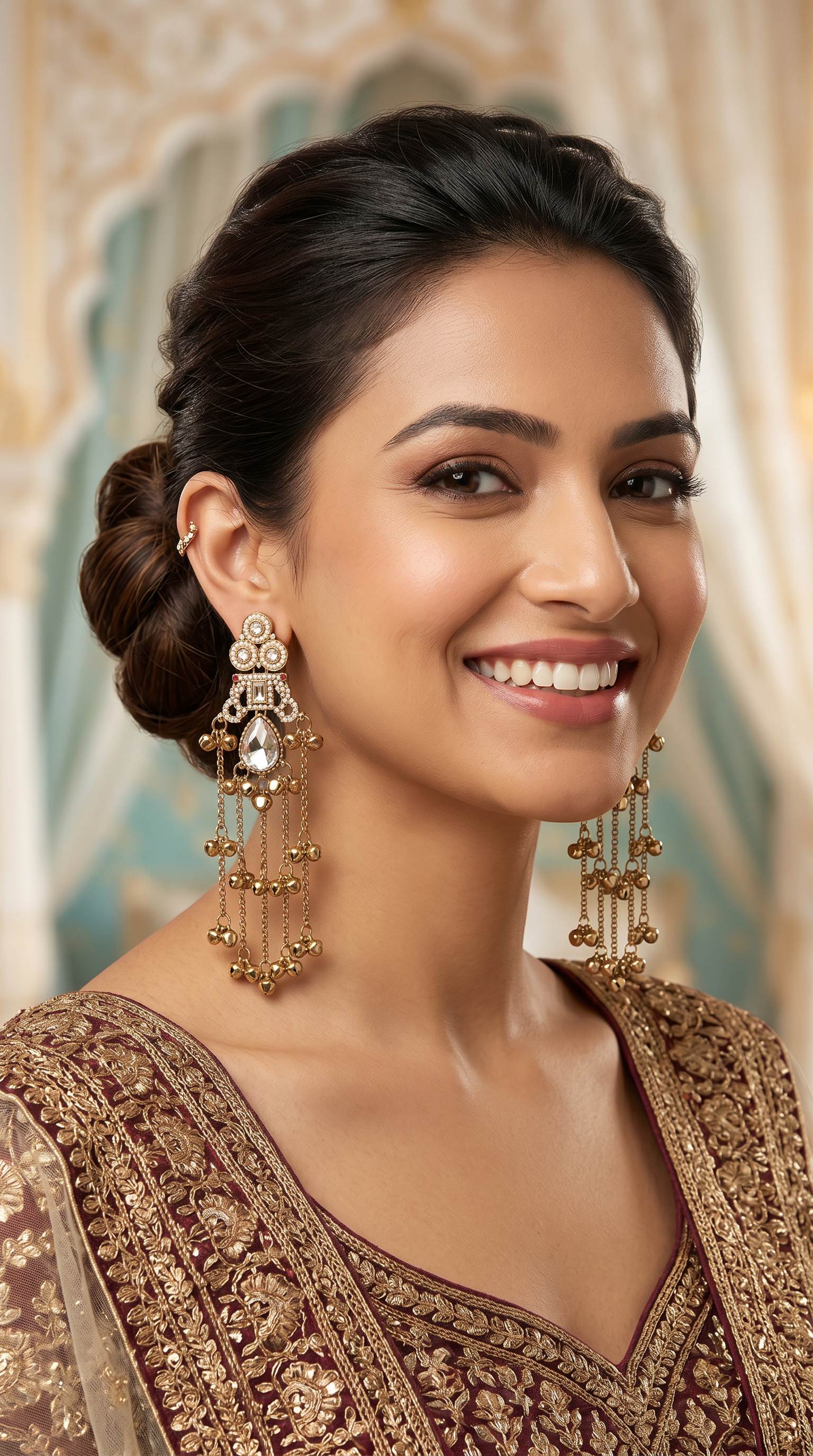 Clear Diamonte Kashmiri Earrings