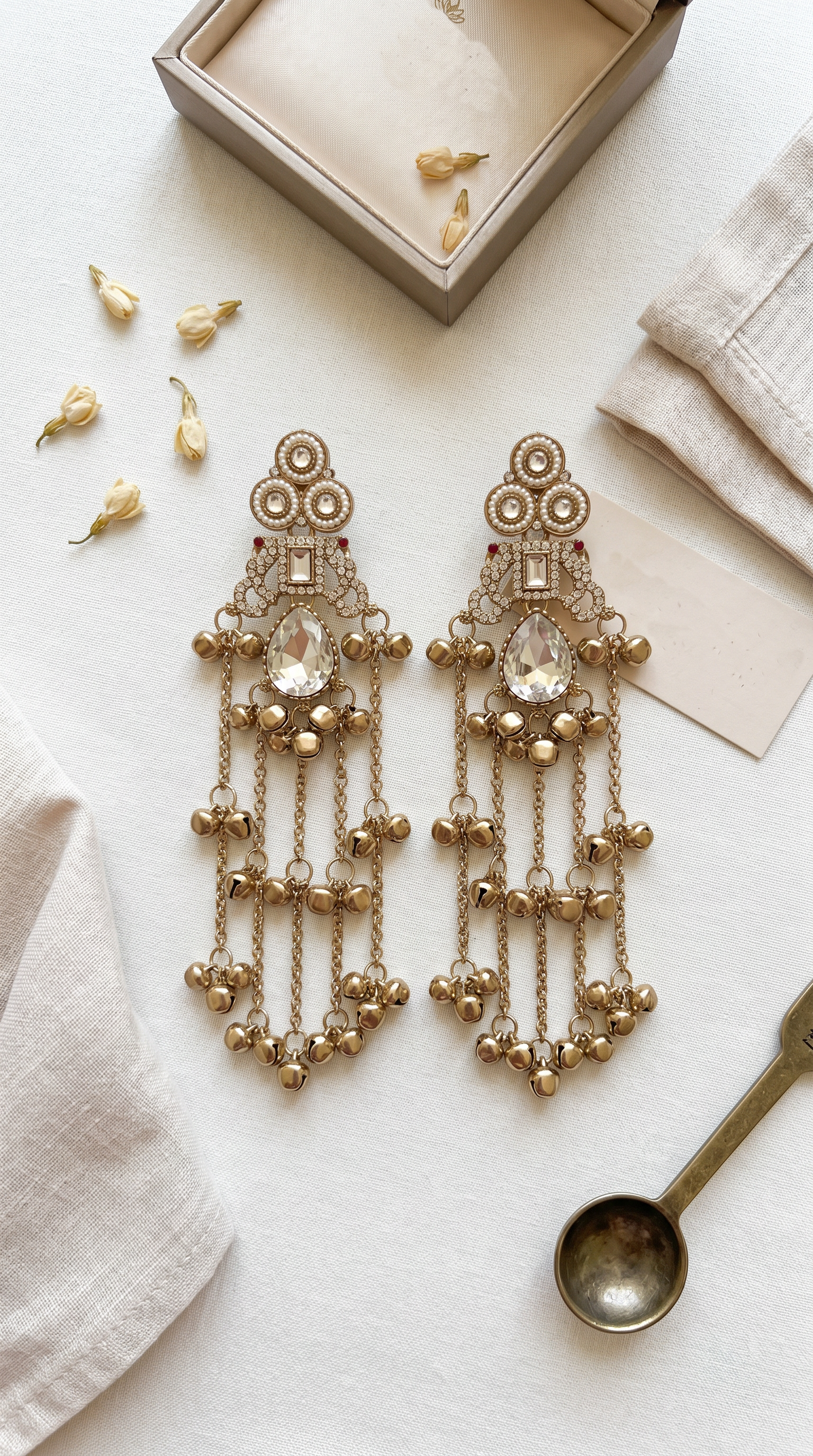 Clear Diamonte Kashmiri Earrings