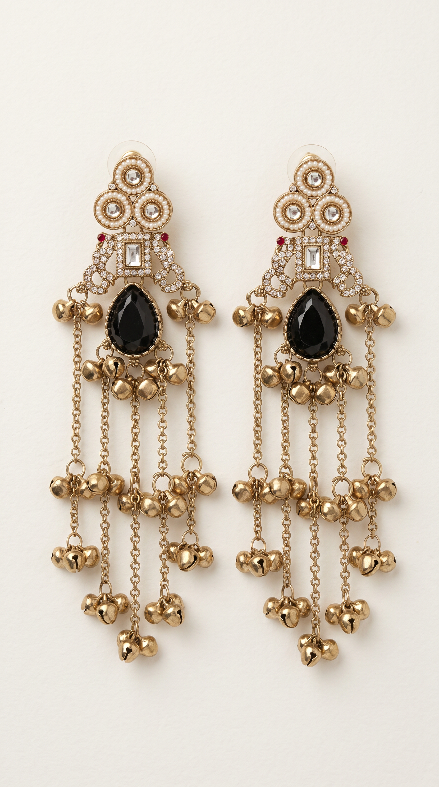 Black Diamonte Kashmiri Earrings