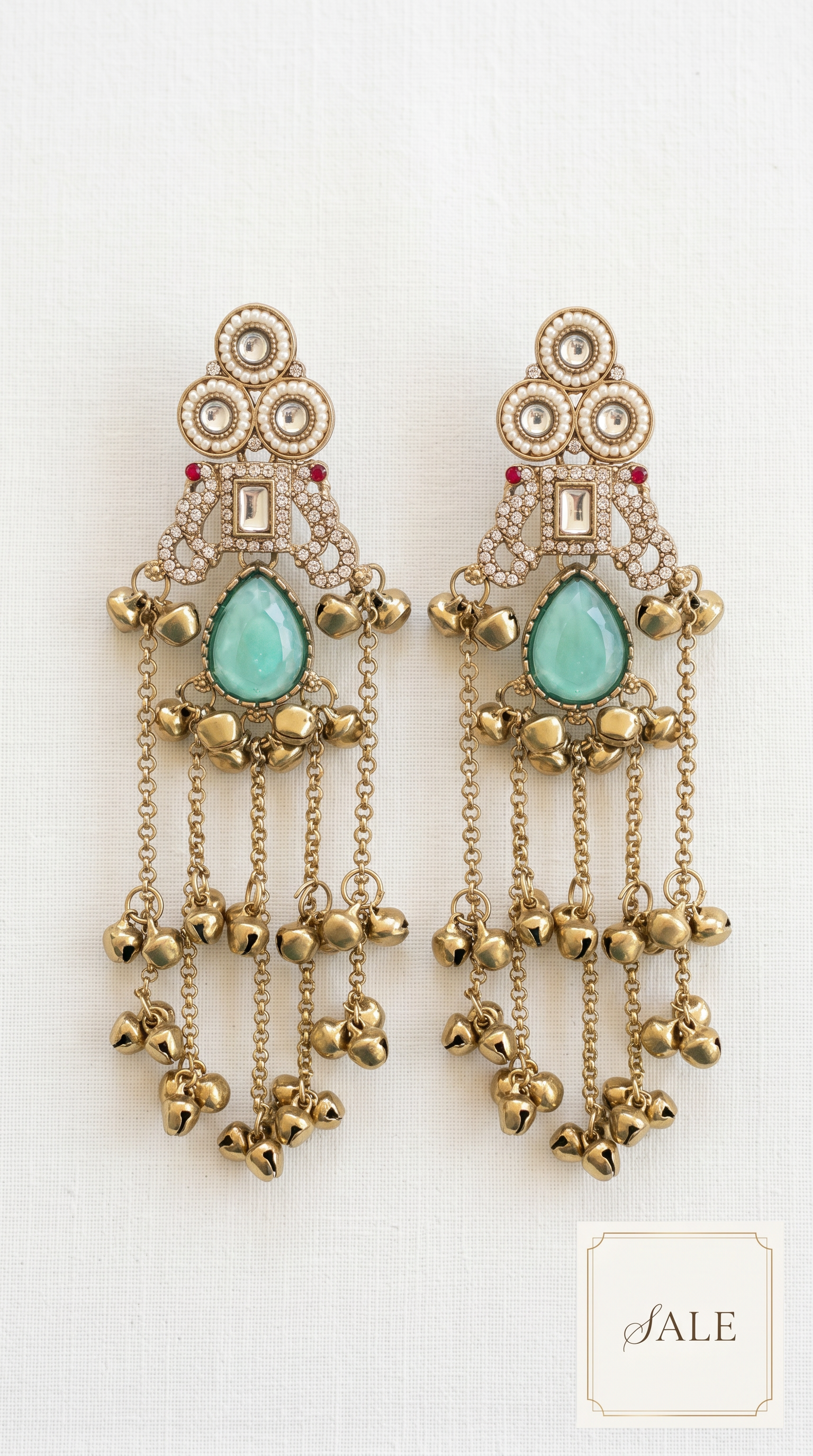 Aqua Diamonte Kashmiri Earrings