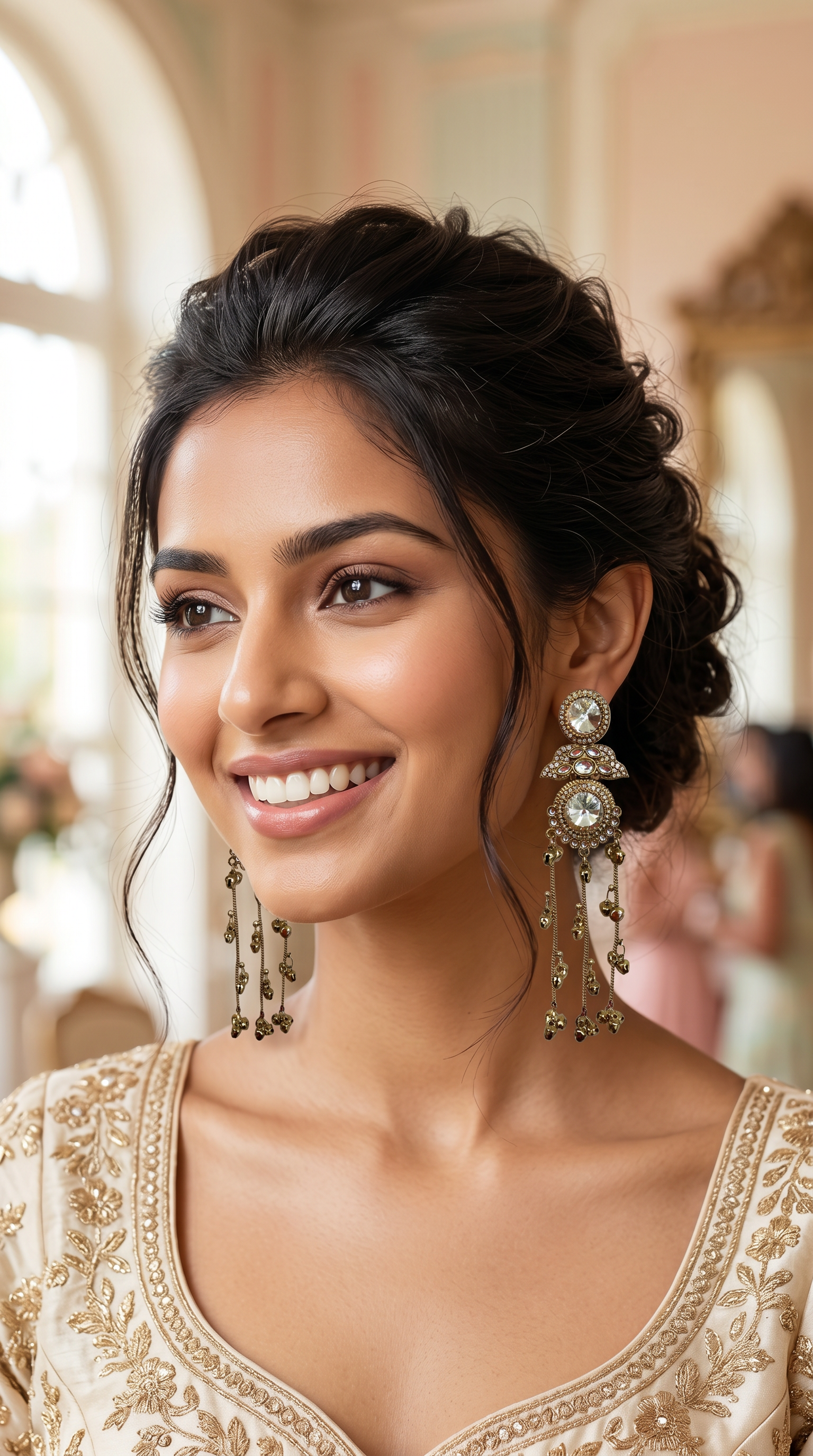 Womens Clear Diamonte Kashmiri Earrings