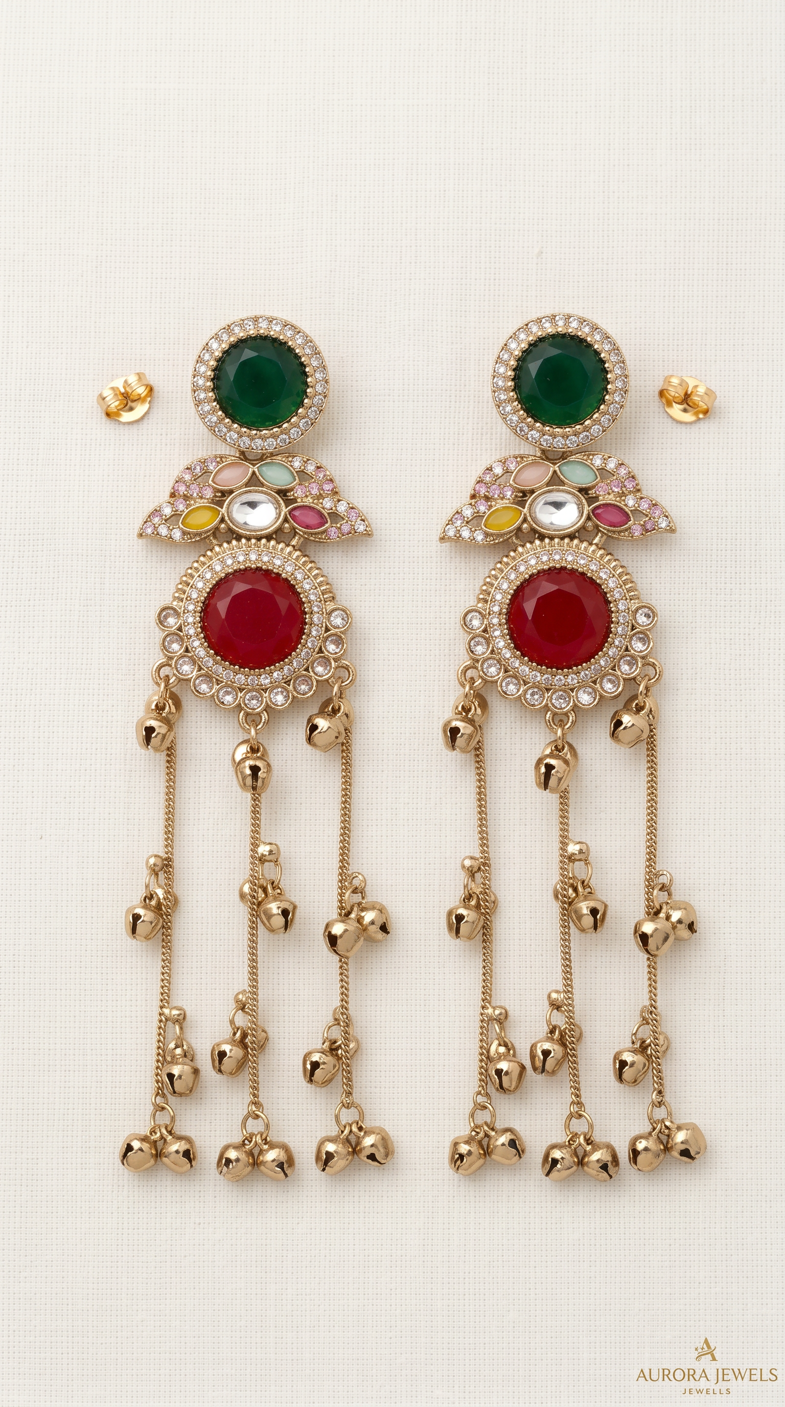 Red & Green Kashmiri Earrings