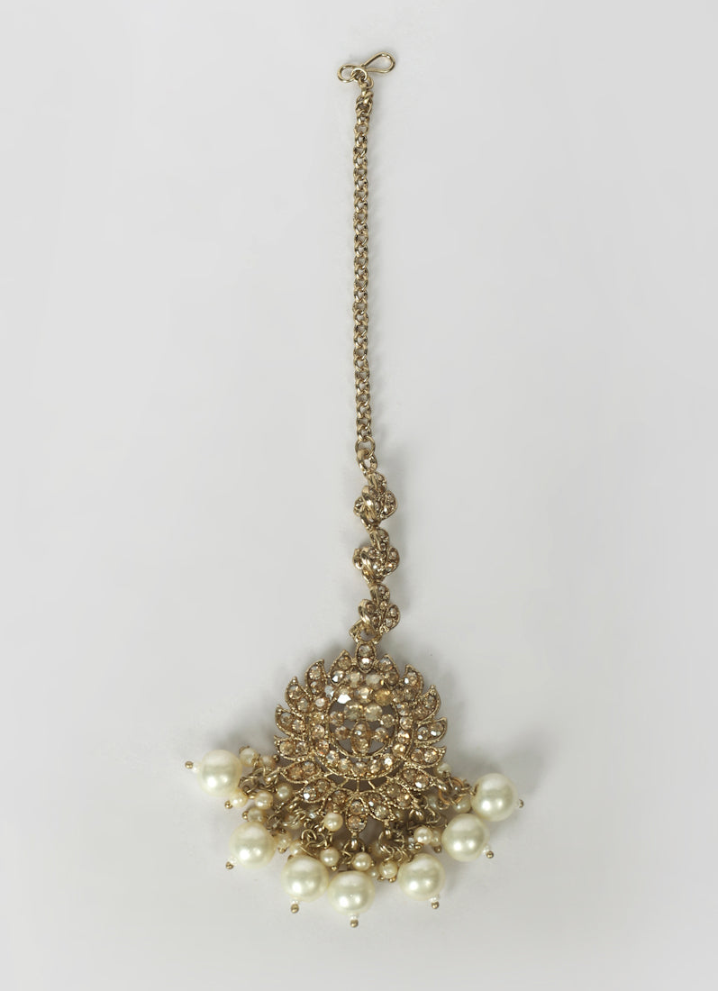 Pearl Beaded Earrings & Tikka Set for Women