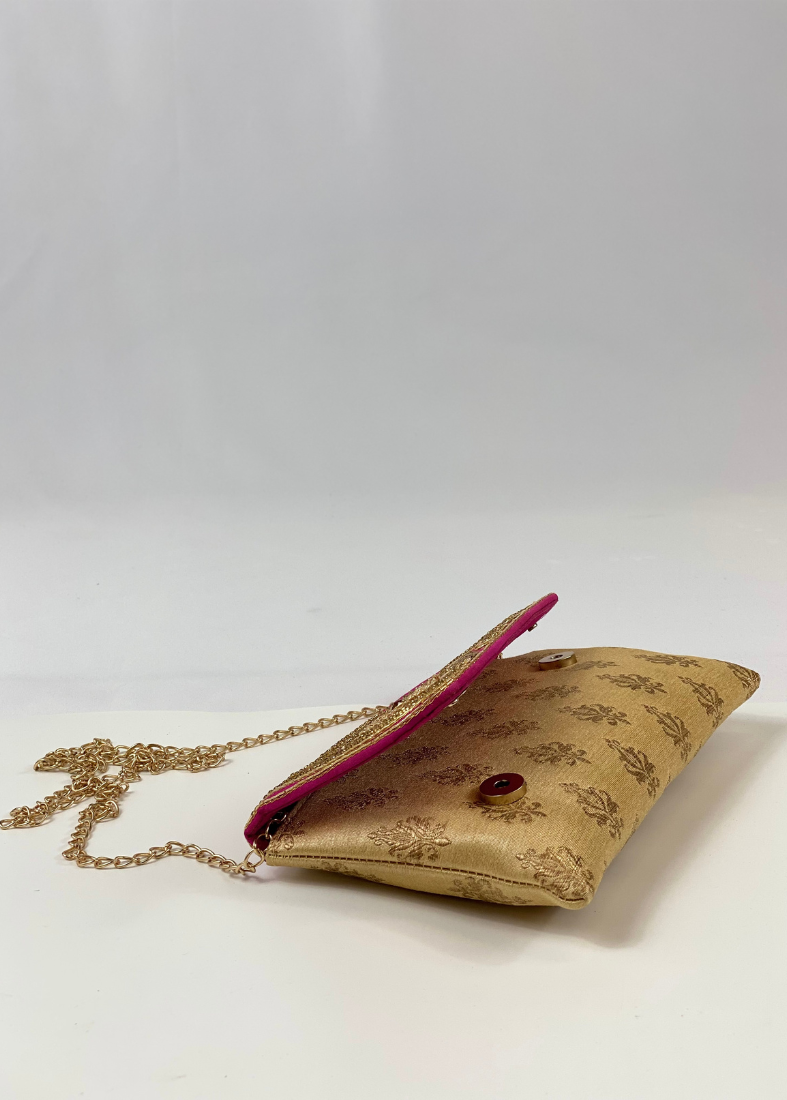 Silk Embroidered Handbag-Pink