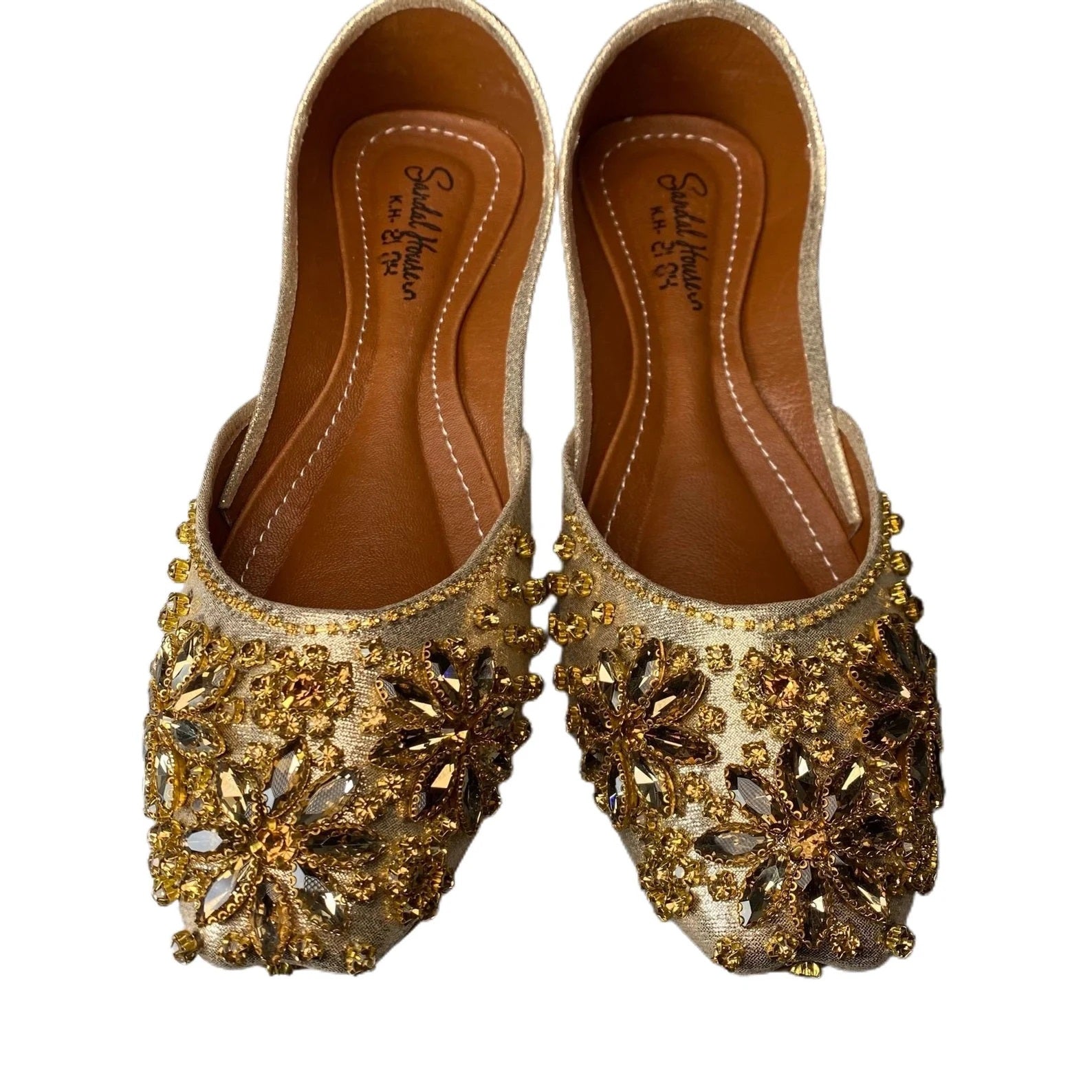 Gold Diamonte Embroidered Jutti Set