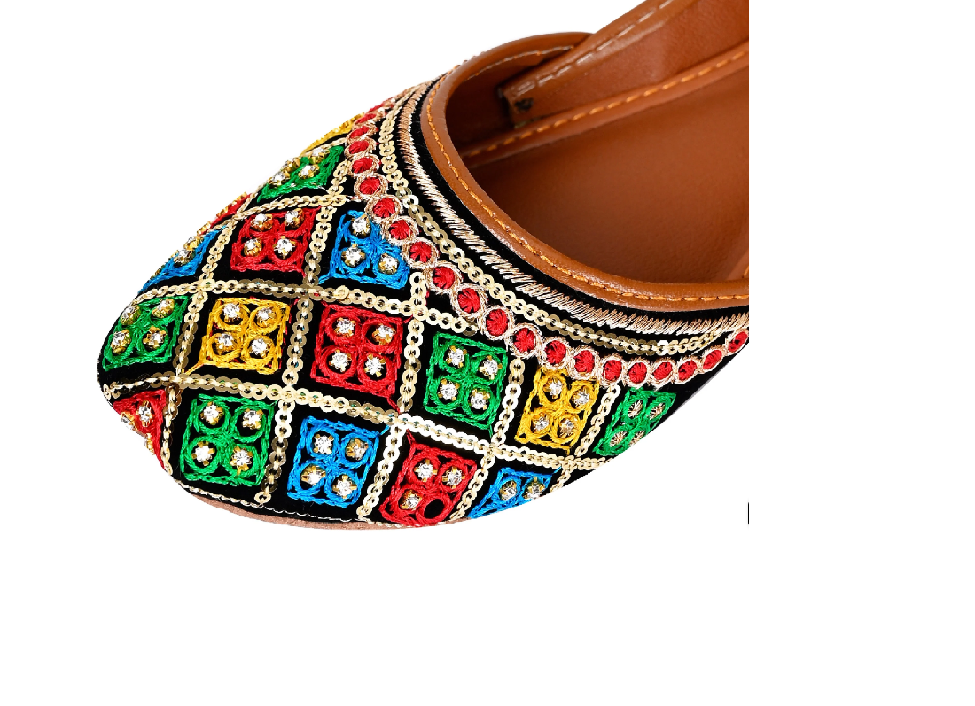 Black Velvet Multi Colored Punjabi Jutti