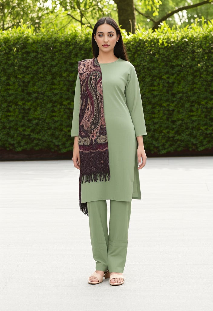 Moss Green Trouser Suit with Shawl
