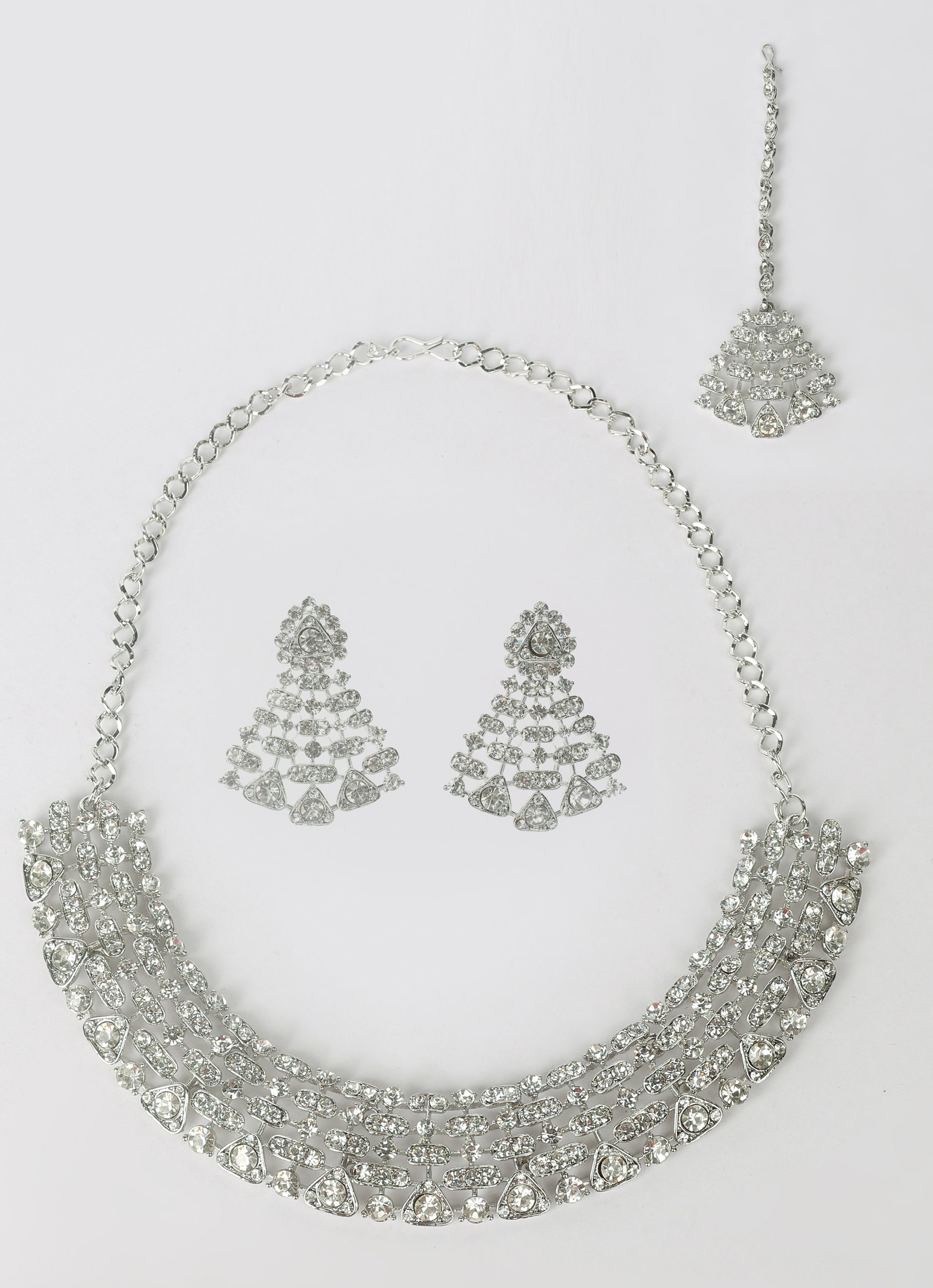 Silver Diamonte Necklace Set