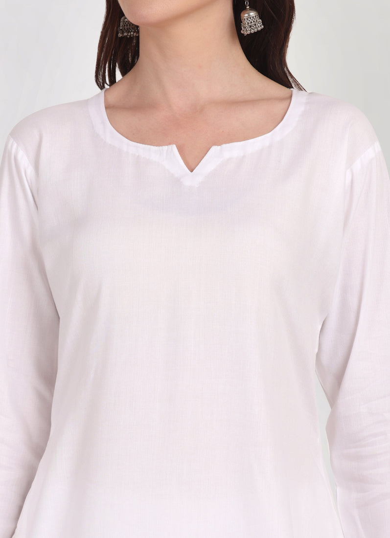 White Rayon Salwar Suit Set