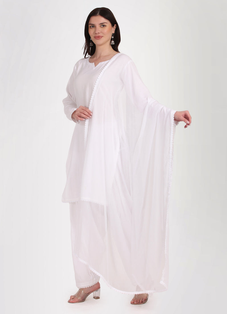 White Rayon Salwar Suit Set