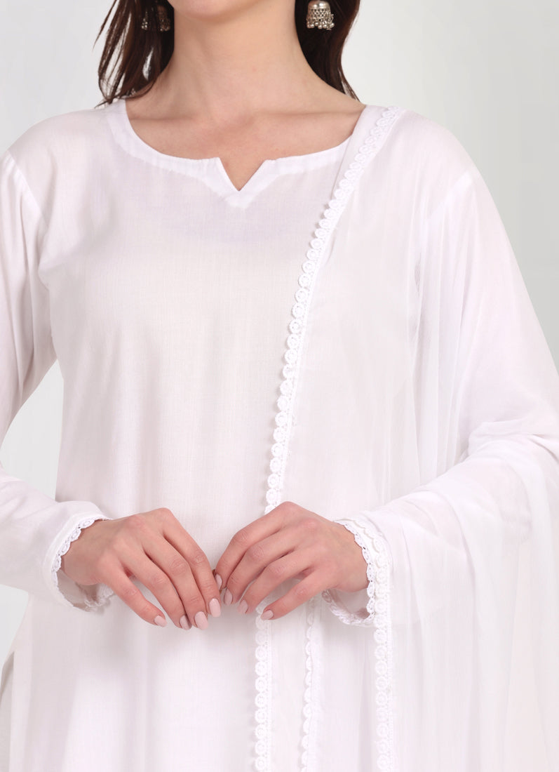 White Rayon Salwar Suit Set