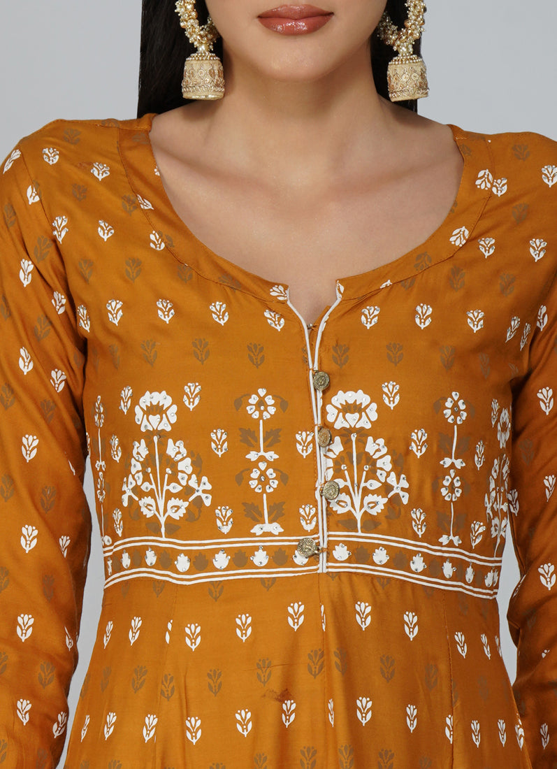 Mustard Anarkali Suit Set