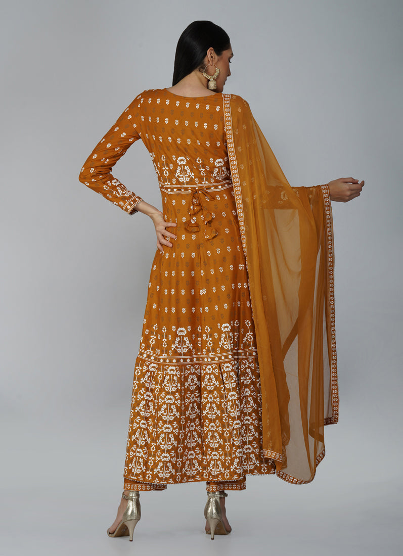 Mustard Anarkali Suit Set