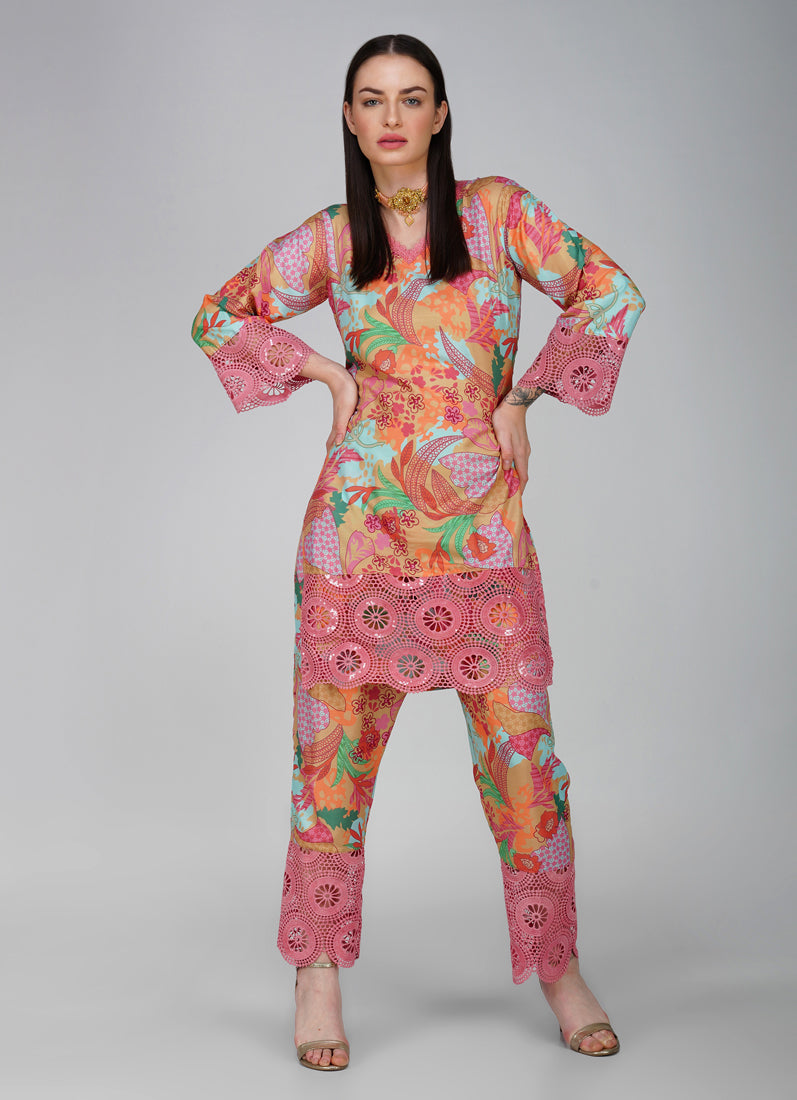 Pink Rayon Shift Style Co-Ord Set