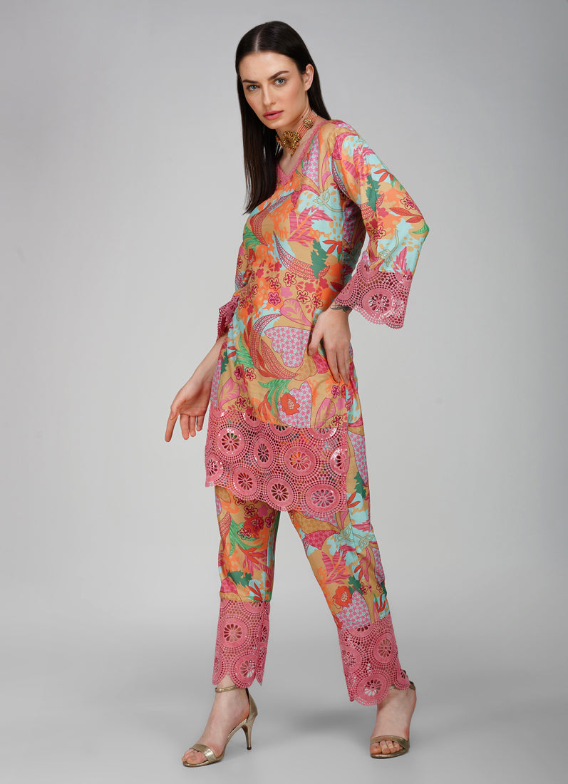 Pink Rayon Shift Style Co-Ord Set