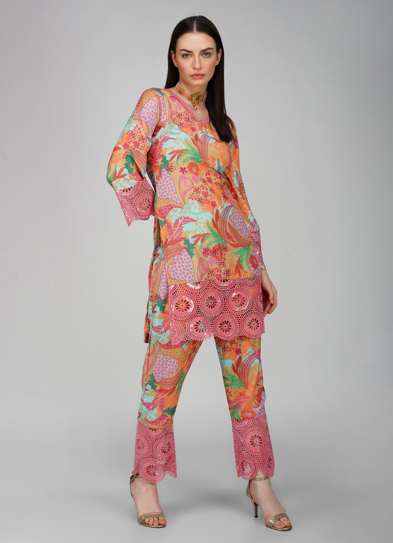 Pink Rayon Shift Style Co-Ord Set