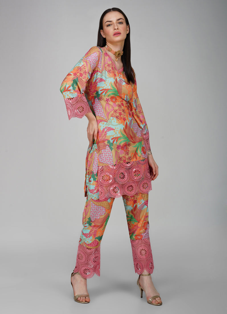 Pink Rayon Shift Style Co-Ord Set