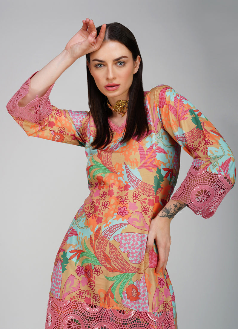 Pink Rayon Shift Style Co-Ord Set