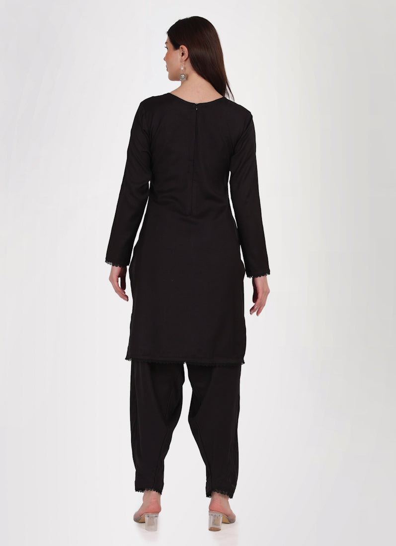 Black Rayon Shift Style Salwar Suit Set