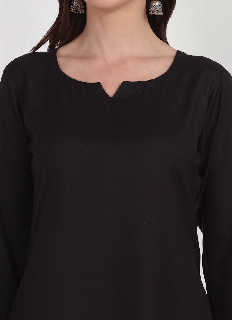 Black Rayon Shift Style Salwar Suit Set