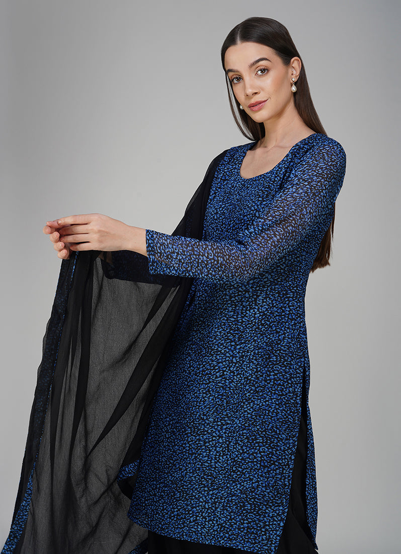 Blue Georgette Ditzzy Salwar Kameez Suit Set