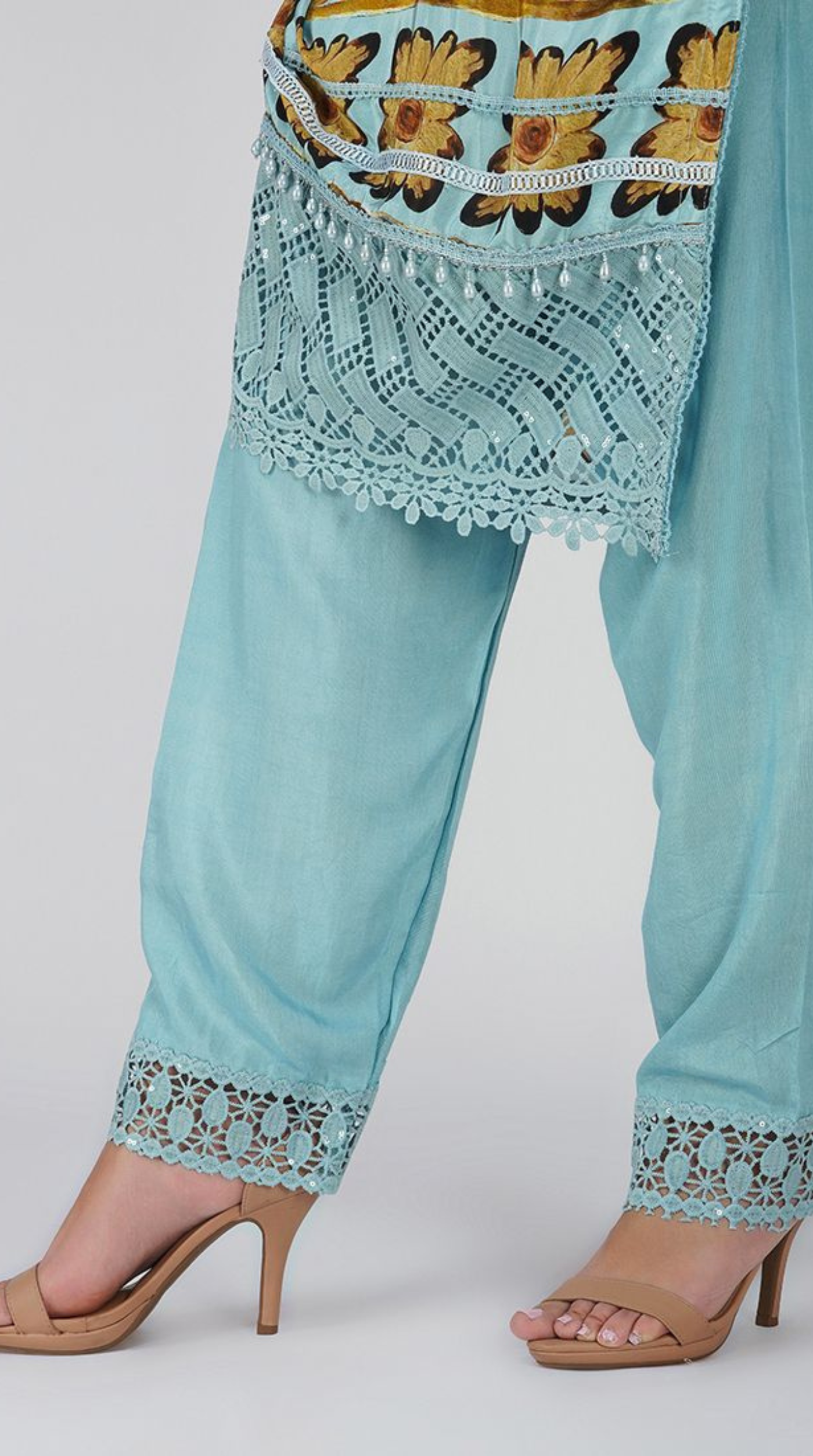 Light Blue Crepe Straight Cut Suit