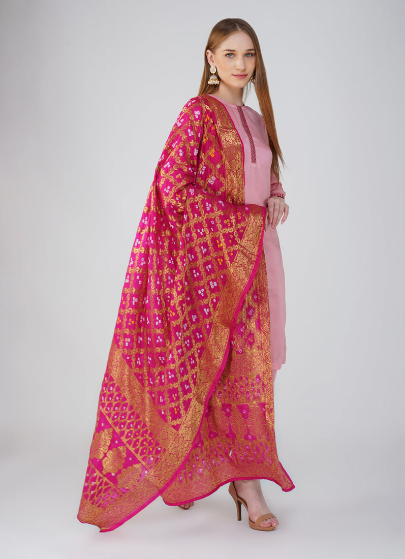 Pink Banrasi Dupatta Suit Set