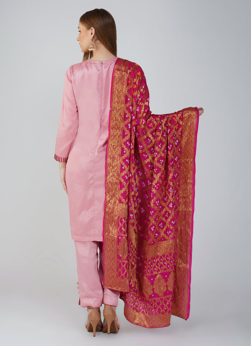 Pink Banrasi Dupatta Suit Set